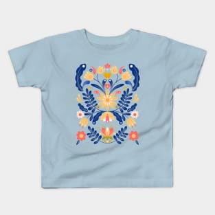 Blue and yellow rustic flowers Kids T-Shirt